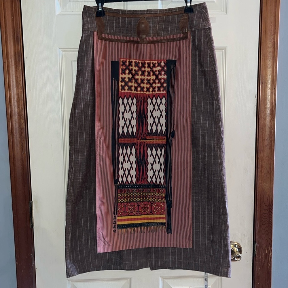 Save the Queen OHDD-30 waist(8)-Italy, long, Brown& cream, striped maxi skirt.